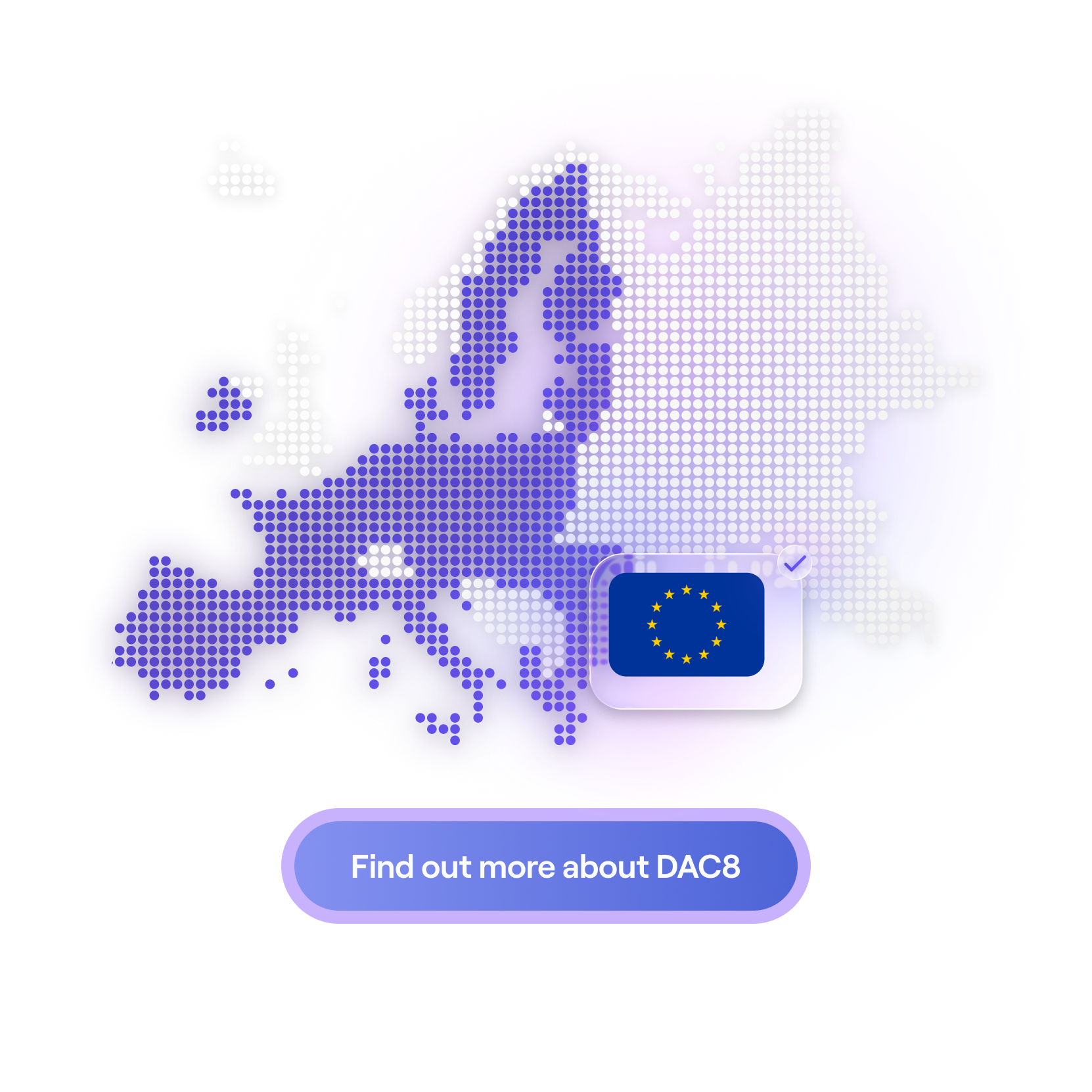 Une illustration numérique de la carte européenne où les États membres sont mis en évidence. Un drapeau de l'UE avec une coche est superposé, symbolisant l'adhérence réglementaire.