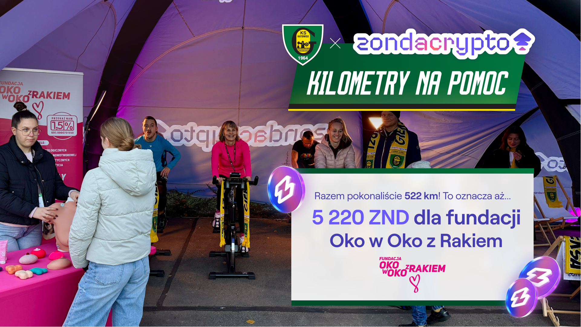Ponad 500 kilometrów przejechanych! Kolejna odsłona akcji zondacrypto #KilometryNaPomoc z GKS Katowice!