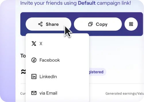 Social media share menu.