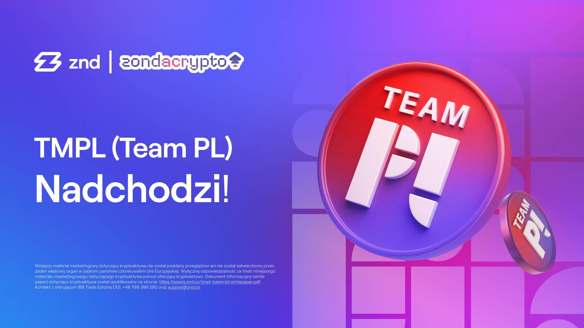 Token TMPL (Team PL) Już wkrótce na zondacrypto!
